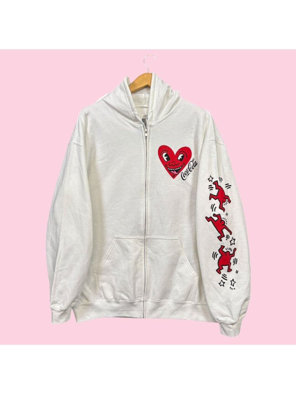 Coca-Cola x Keith Haring Pop Art Zip-Up Hoodie L